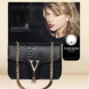 Stone Pattern Handbag Crocodile Leather 2