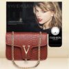 Stone Pattern Handbag Crocodile Leather 3