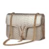 Stone Pattern Handbag Crocodile Leather 4